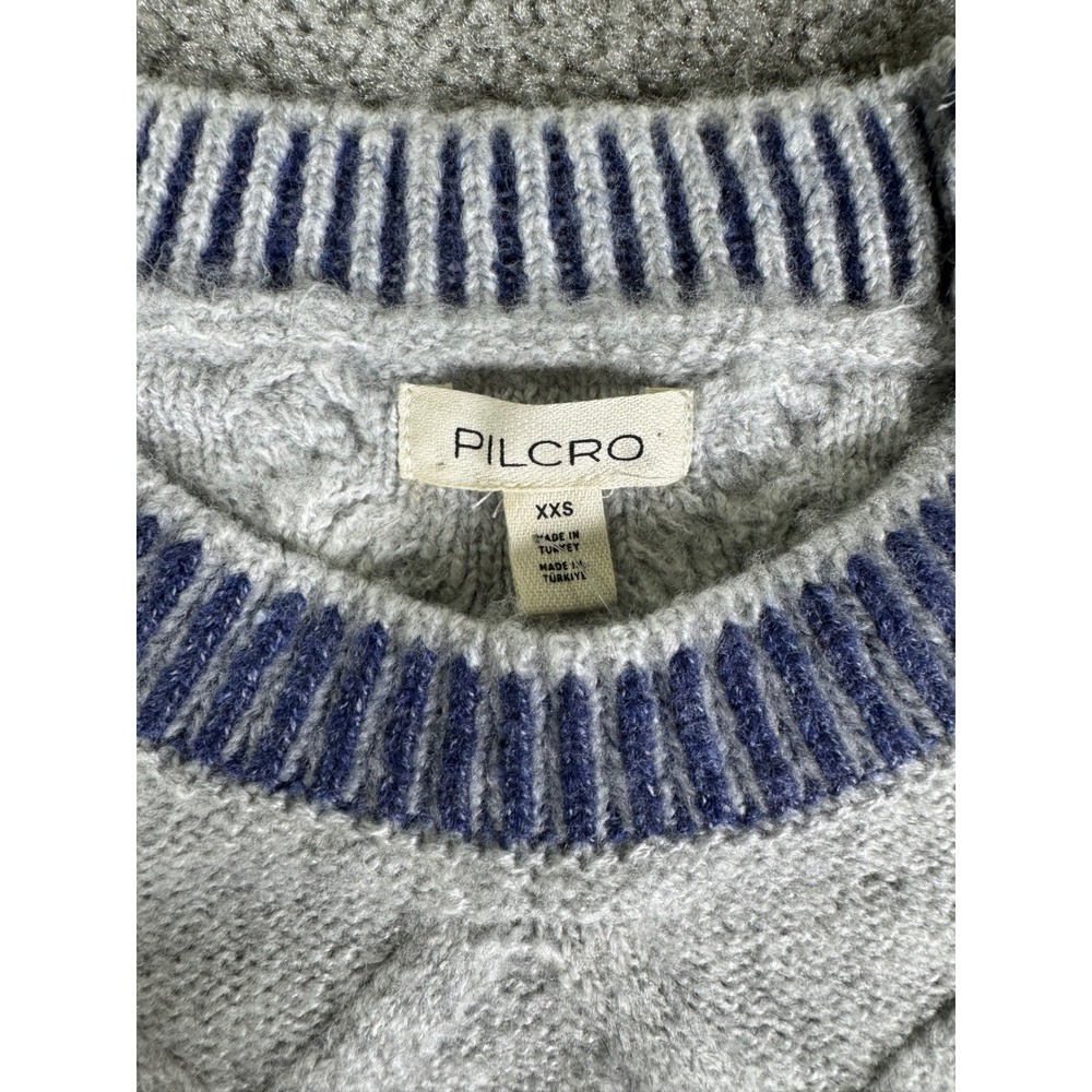 Pilcro Anthropologie Grey Cable Knit Embroidered House Sweater XXS New - Picture 4 of 11